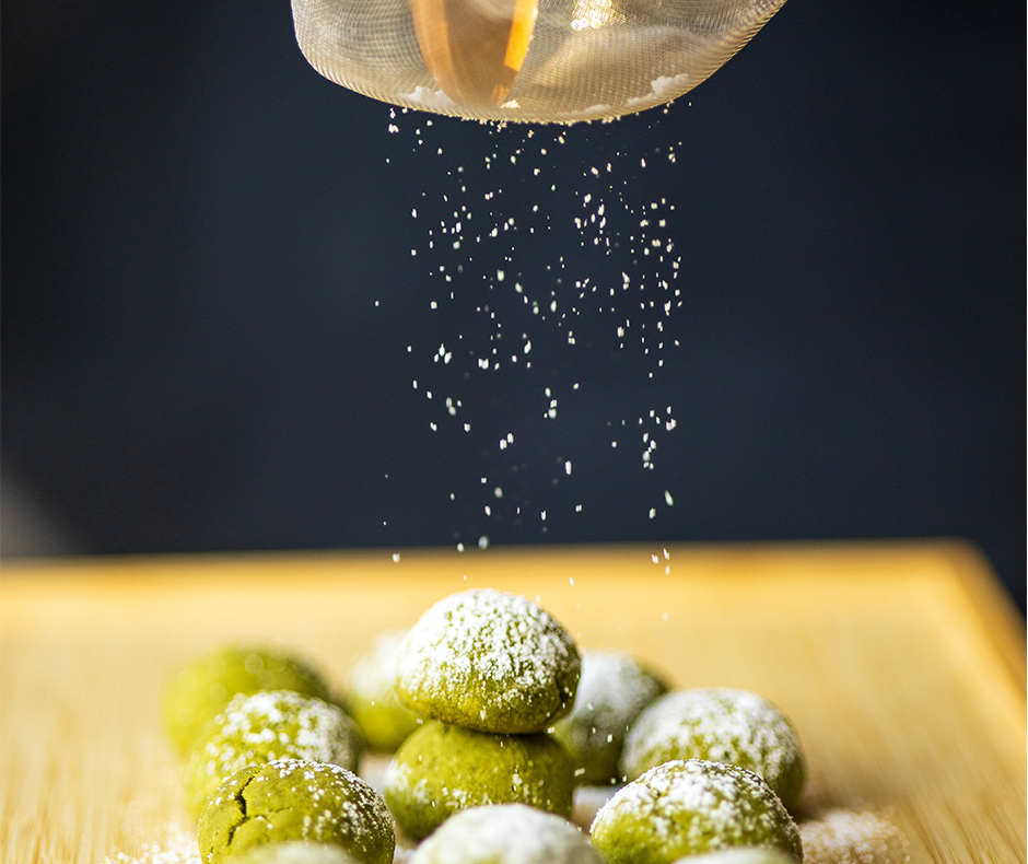 Matcha Snow Ball Cookies