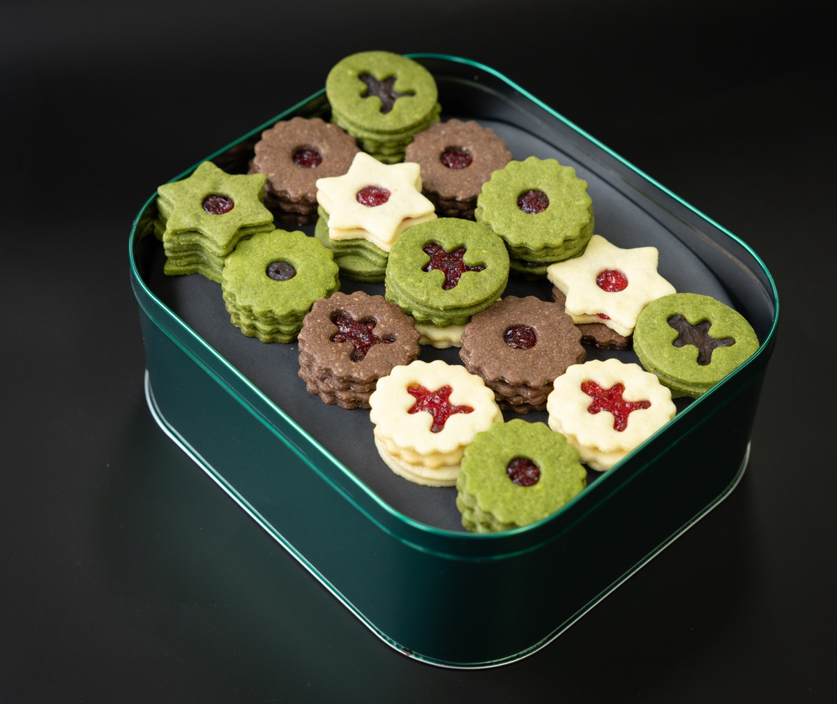 German Spitzbuben (Matcha Jam Cookies)