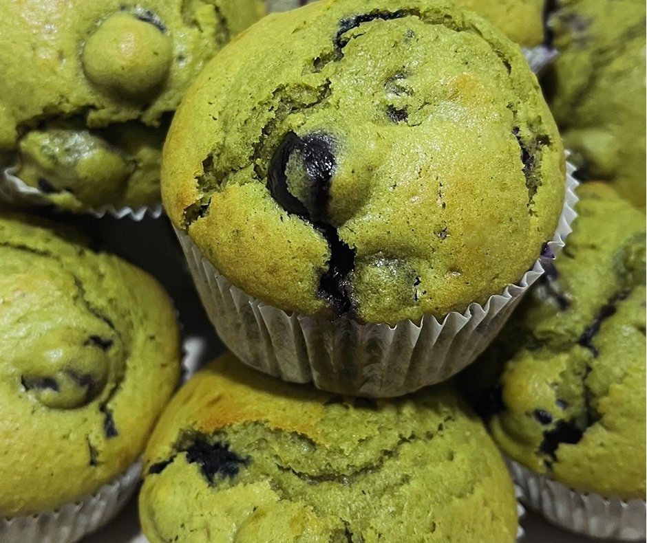Matcha Blueberry Muffins