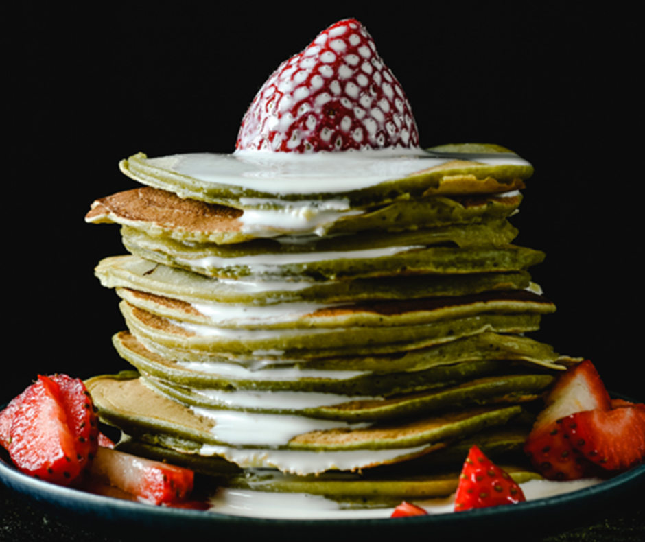 Strawberry Sweet Matcha Pancakes